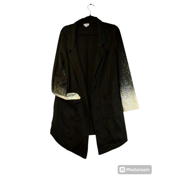 Long Jacket Size M Black Long Sleeve Ponte Knit Pockets Cute Goth - Picture 1 of 9